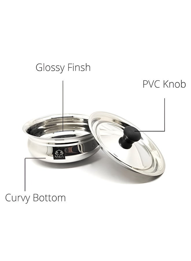 Nyra Kitchenware Silver-Toned Dishwasher Safe Stainless Steel Cooking Handi With Lid - Image 5